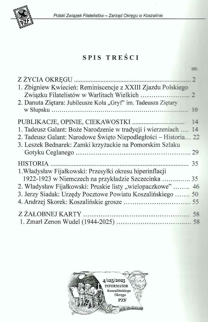 Informator nr 4/2025 (125) Spis treści