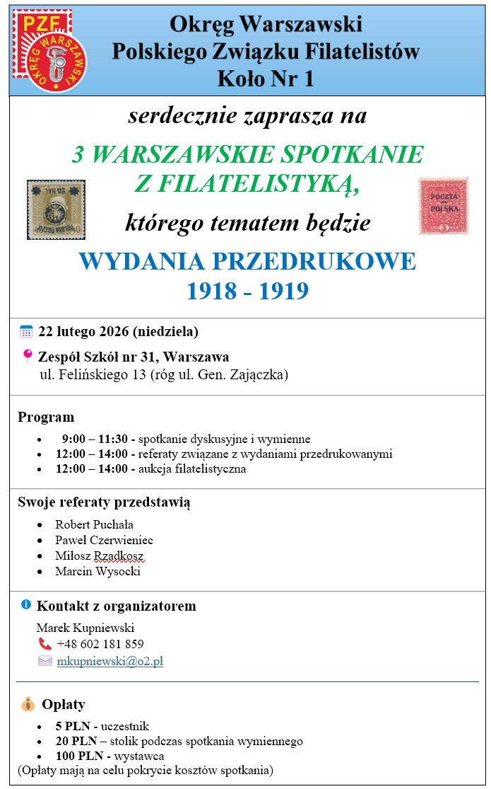 3. Warszawskie Konferencja Warszawskie spotkania z filatelistyką